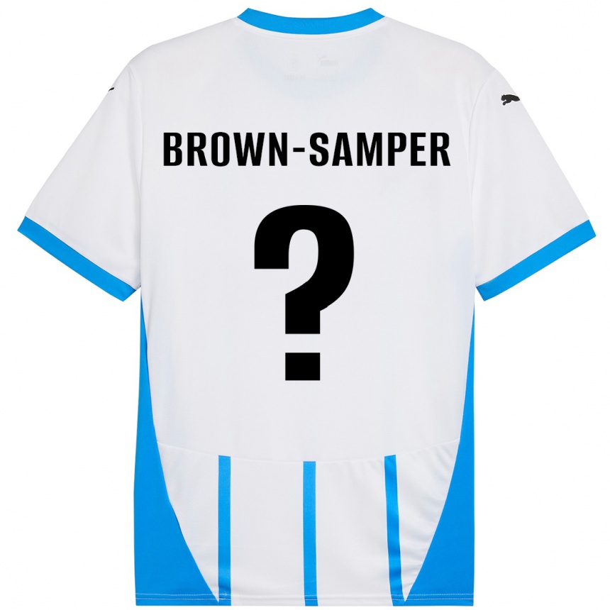 Kids Football Isaac Brown-Samper #0 White Blue Away Jersey 2024/25 T-Shirt