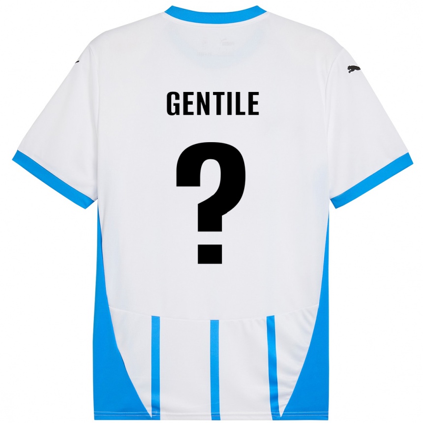 Kids Football Raffaele Gentile #0 White Blue Away Jersey 2024/25 T-Shirt