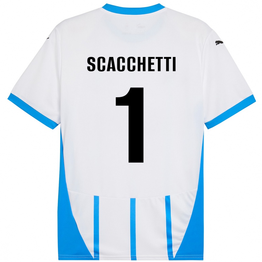 Kids Football Alessandro Scacchetti #1 White Blue Away Jersey 2024/25 T-Shirt