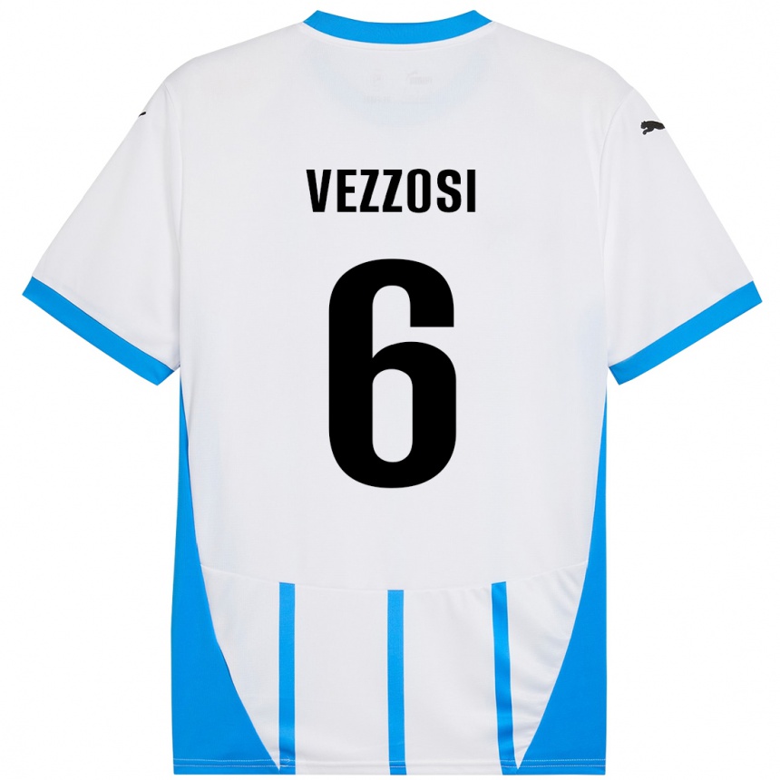 Kids Football Giorgio Vezzosi #6 White Blue Away Jersey 2024/25 T-Shirt