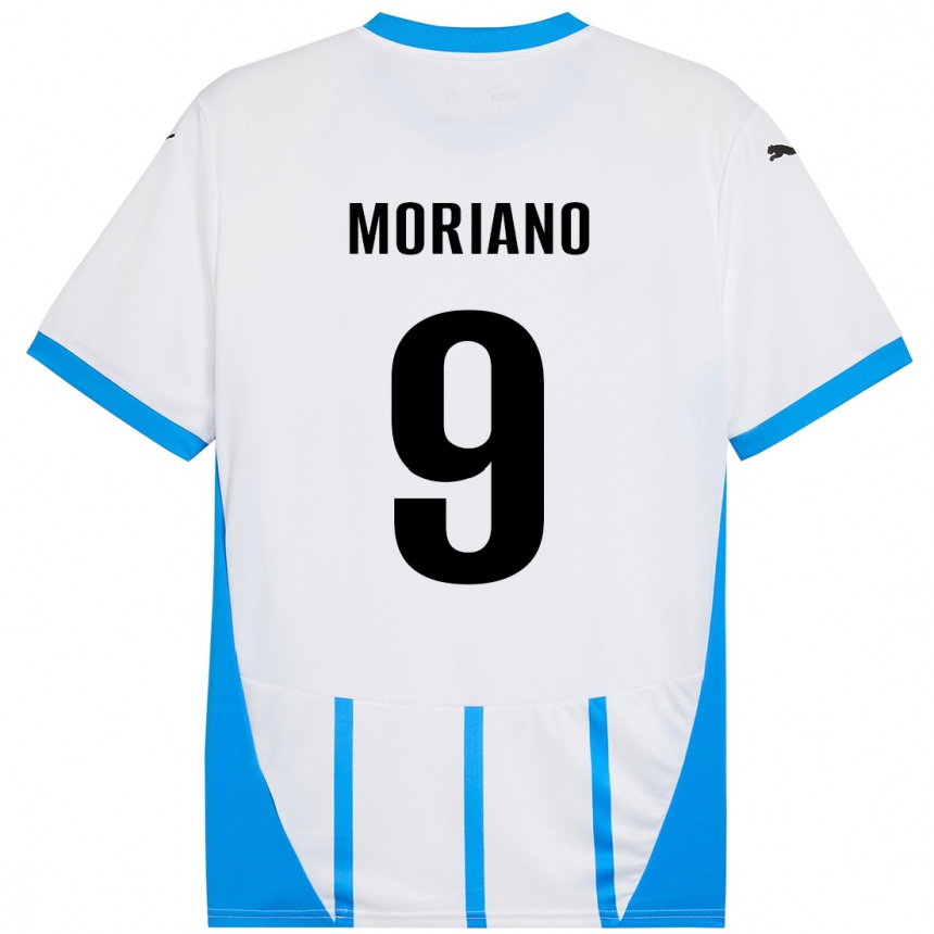 Kids Football Andrea Moriano #9 White Blue Away Jersey 2024/25 T-Shirt