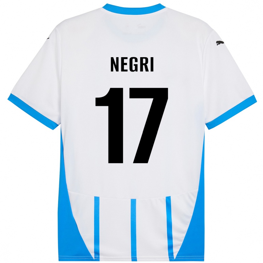 Kids Football Gabriele Negri #17 White Blue Away Jersey 2024/25 T-Shirt