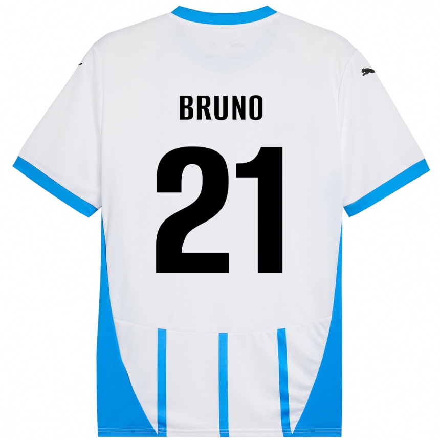 Kids Football Kevin Bruno #21 White Blue Away Jersey 2024/25 T-Shirt