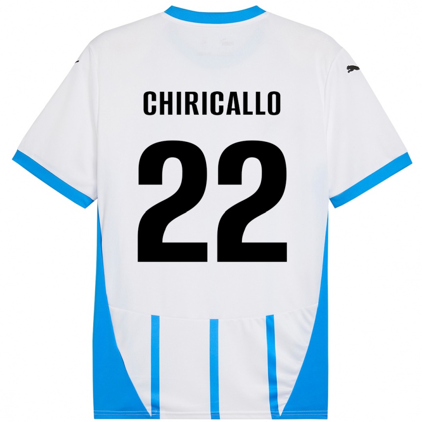 Kids Football Giovanni Chiricallo #22 White Blue Away Jersey 2024/25 T-Shirt