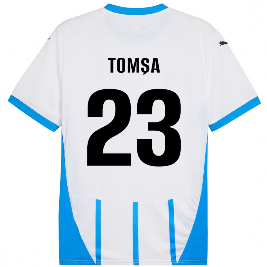 Kids Football Troy Tomșa #23 White Blue Away Jersey 2024/25 T-Shirt