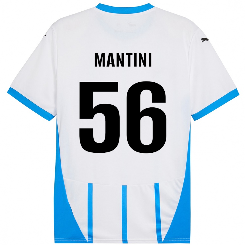 Kids Football Raffaele Mantini #56 White Blue Away Jersey 2024/25 T-Shirt