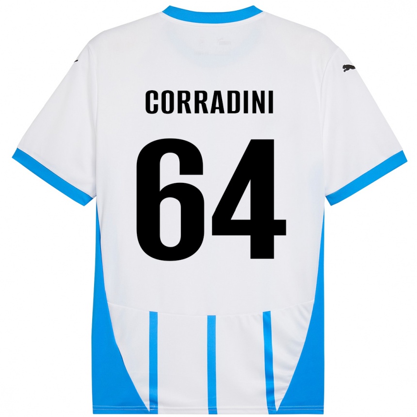 Kids Football Francesco Corradini #64 White Blue Away Jersey 2024/25 T-Shirt