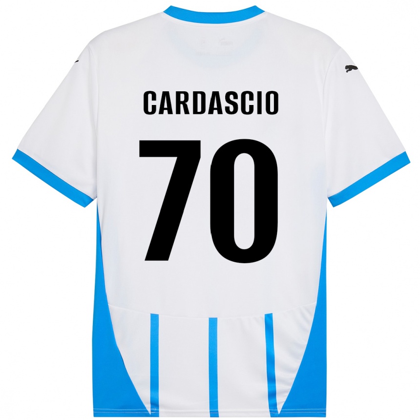 Kids Football Alessandro Cardascio #70 White Blue Away Jersey 2024/25 T-Shirt