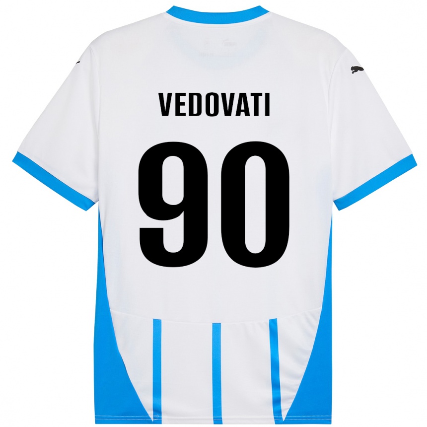 Kids Football Gabriele Vedovati #90 White Blue Away Jersey 2024/25 T-Shirt