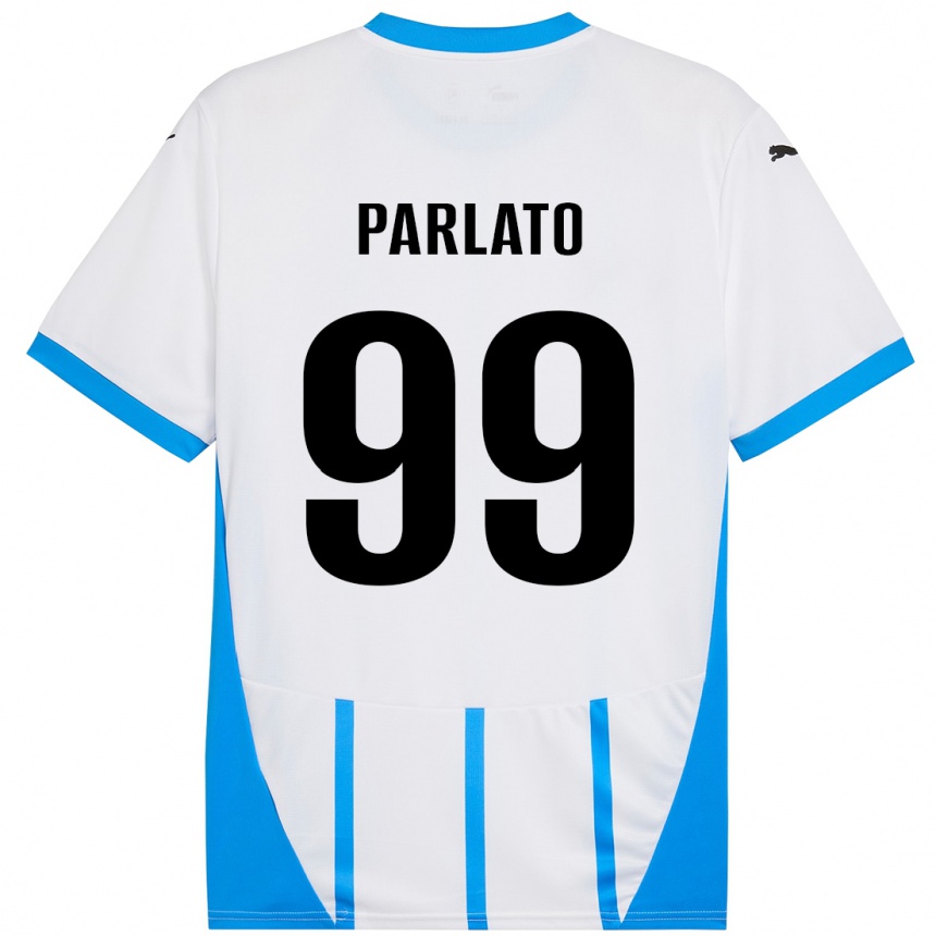 Kids Football Claudio Parlato #99 White Blue Away Jersey 2024/25 T-Shirt