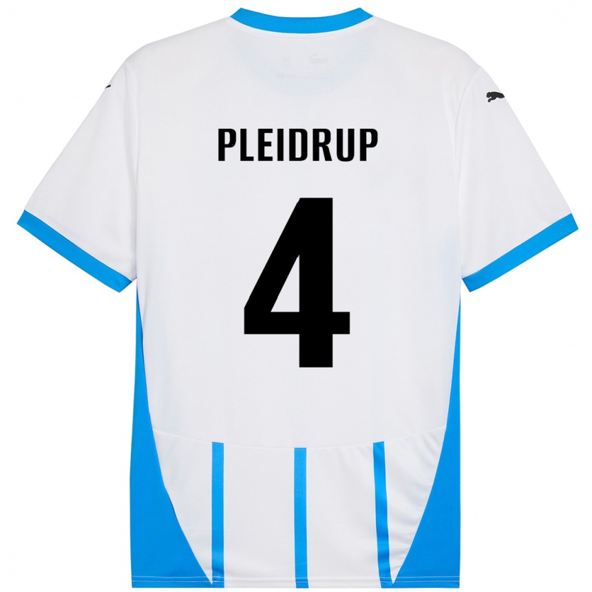 Kids Football Caroline Pleidrup #4 White Blue Away Jersey 2024/25 T-Shirt