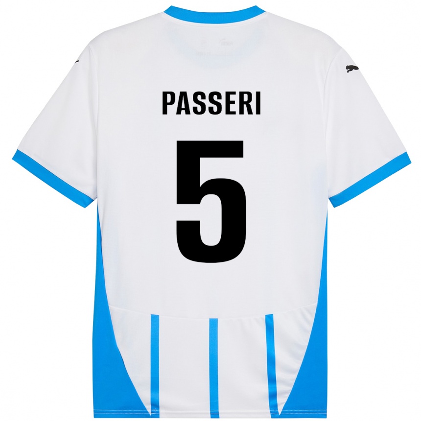 Kids Football Angela Passeri #5 White Blue Away Jersey 2024/25 T-Shirt