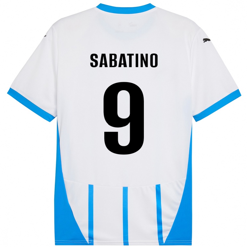 Kids Football Daniela Sabatino #9 White Blue Away Jersey 2024/25 T-Shirt