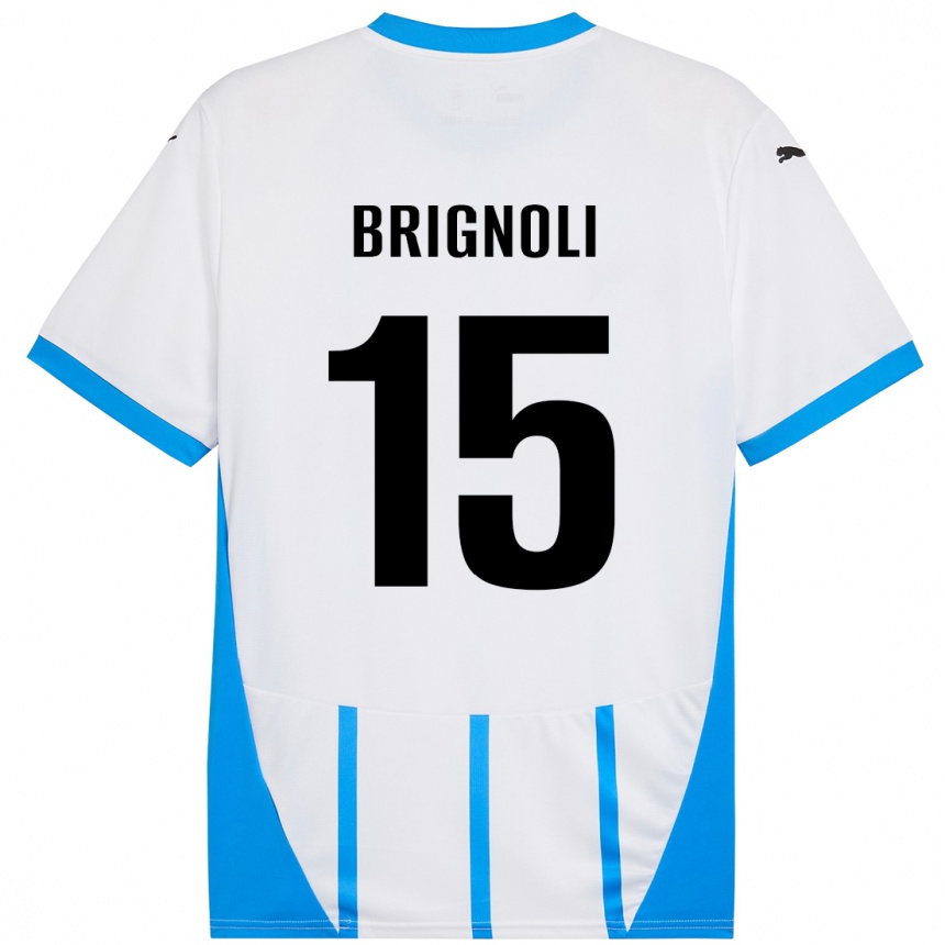 Kids Football Benedetta Brignoli #15 White Blue Away Jersey 2024/25 T-Shirt