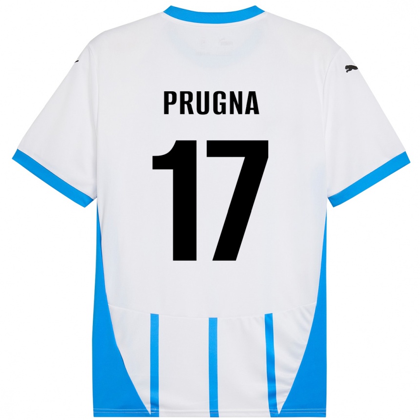 Kids Football Cecilia Prugna #17 White Blue Away Jersey 2024/25 T-Shirt