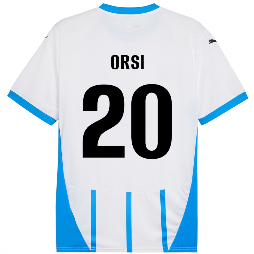 Kids Football Benedetta Orsi #20 White Blue Away Jersey 2024/25 T-Shirt