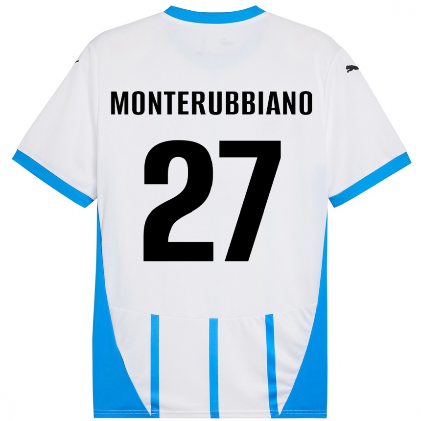 Kids Football Valeria Monterubbiano #27 White Blue Away Jersey 2024/25 T-Shirt