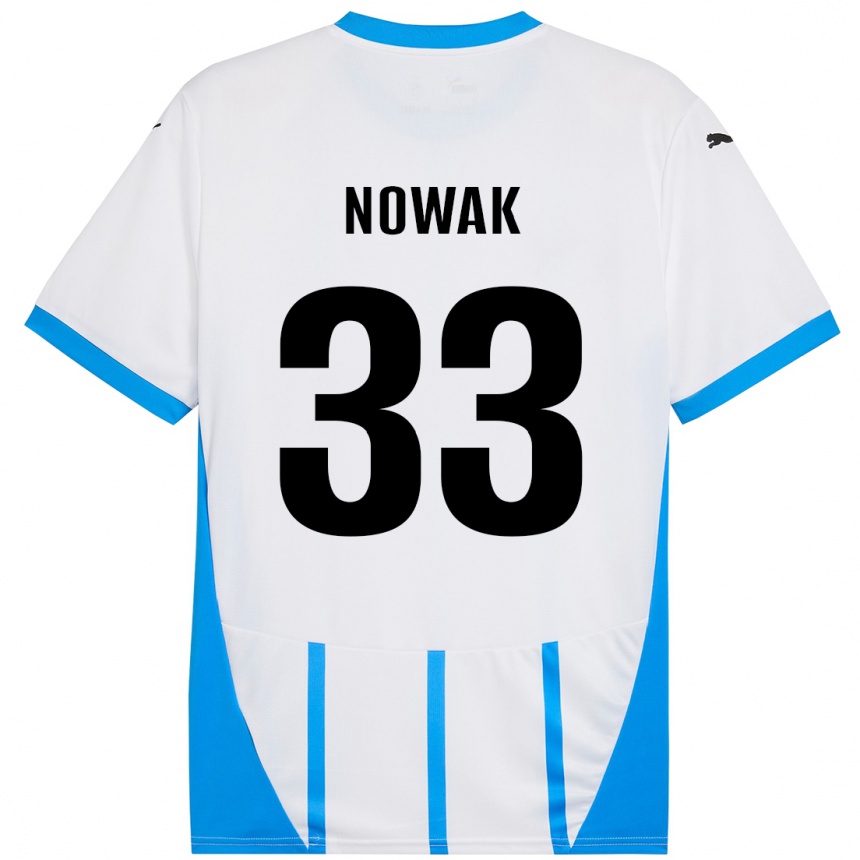 Kids Football Julie Nowak #33 White Blue Away Jersey 2024/25 T-Shirt