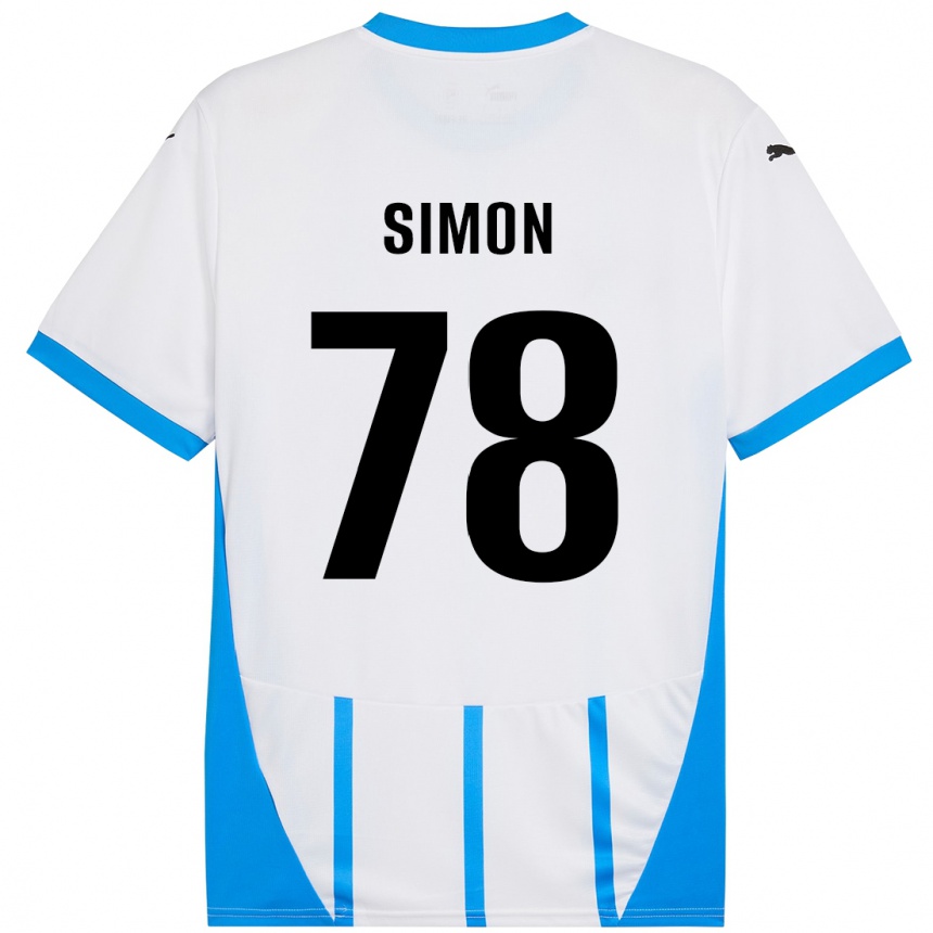 Kids Football Bénédicte Simon #78 White Blue Away Jersey 2024/25 T-Shirt