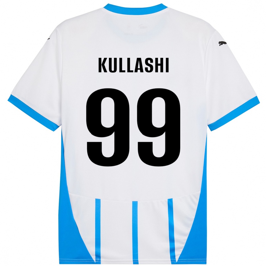 Kids Football Loreta Kullashi #99 White Blue Away Jersey 2024/25 T-Shirt