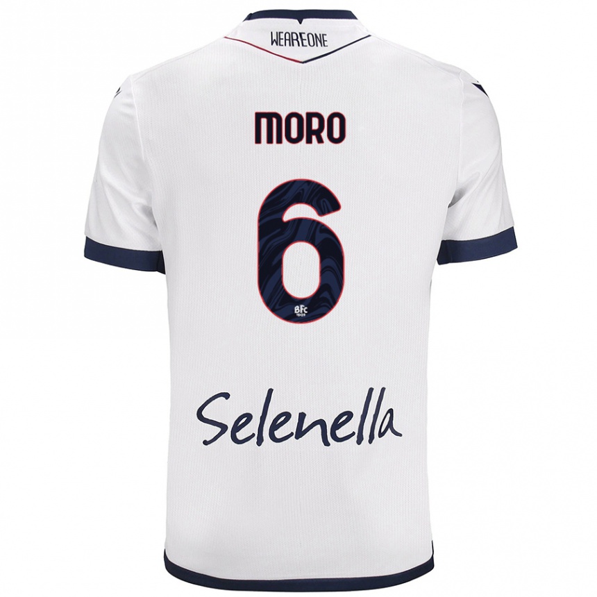 Kids Football Nikola Moro #6 White Royal Blue Away Jersey 2024/25 T-Shirt