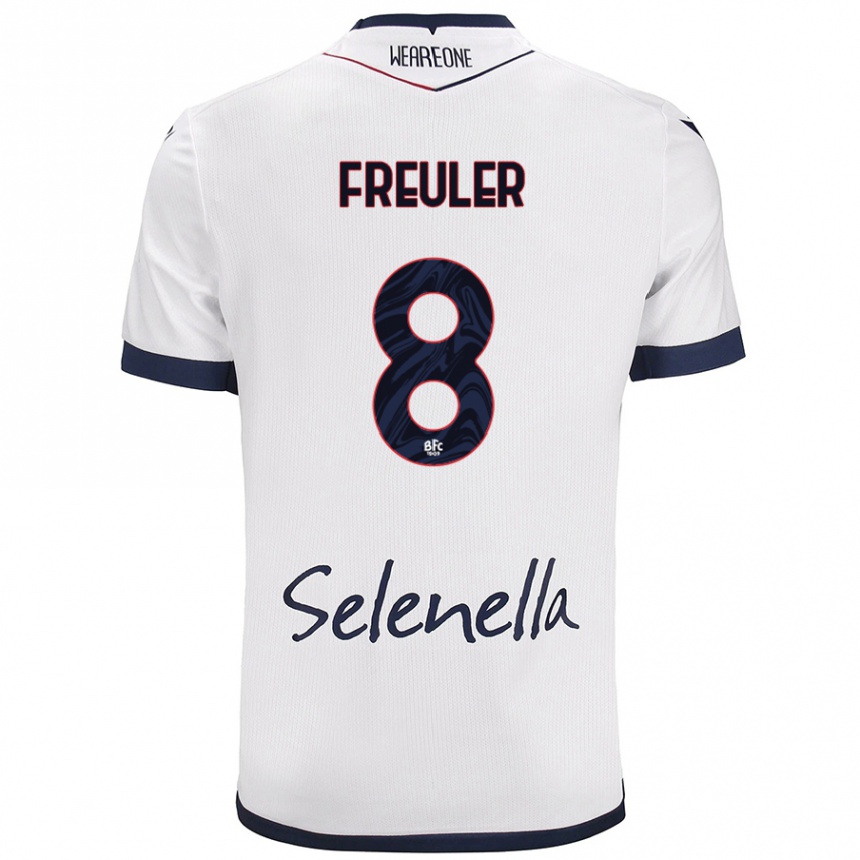 Kids Football Remo Freuler #8 White Royal Blue Away Jersey 2024/25 T-Shirt