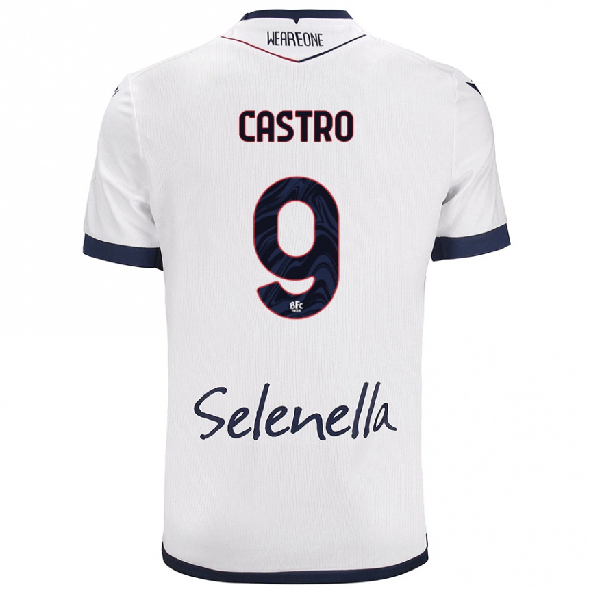 Kids Football Santiago Castro #9 White Royal Blue Away Jersey 2024/25 T-Shirt