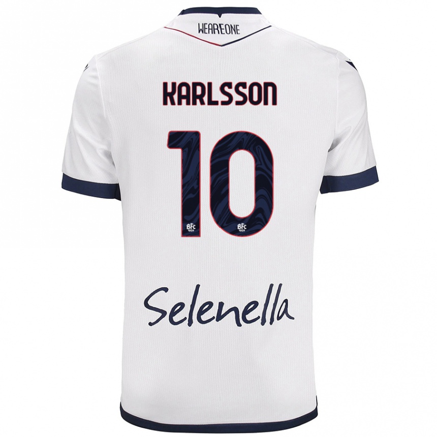 Kids Football Jesper Karlsson #10 White Royal Blue Away Jersey 2024/25 T-Shirt