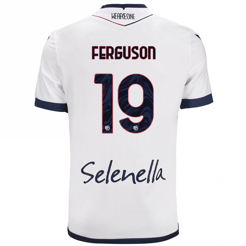 Kids Football Lewis Ferguson #19 White Royal Blue Away Jersey 2024/25 T-Shirt