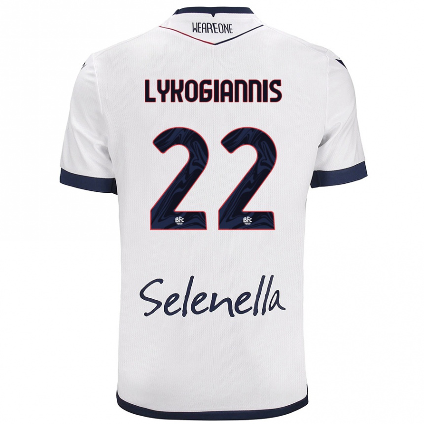 Kids Football Charalampos Lykogiannis #22 White Royal Blue Away Jersey 2024/25 T-Shirt