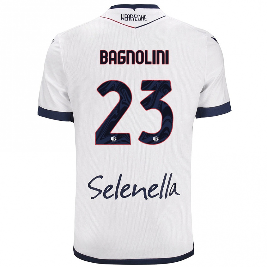 Kids Football Nicola Bagnolini #23 White Royal Blue Away Jersey 2024/25 T-Shirt