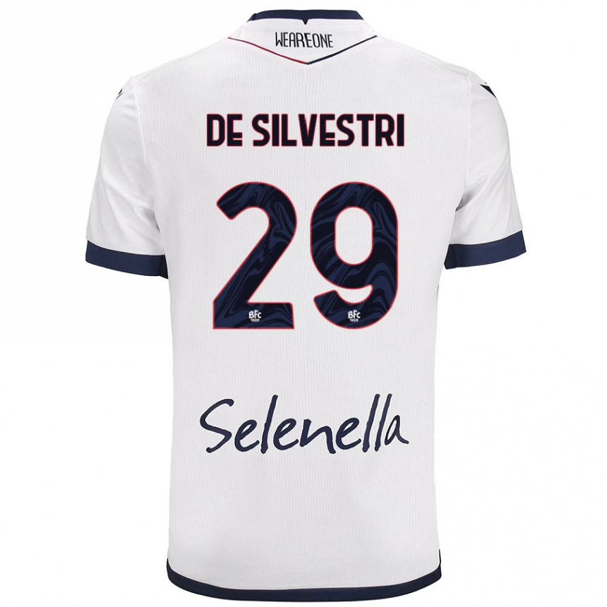 Kids Football Lorenzo De Silvestri #29 White Royal Blue Away Jersey 2024/25 T-Shirt