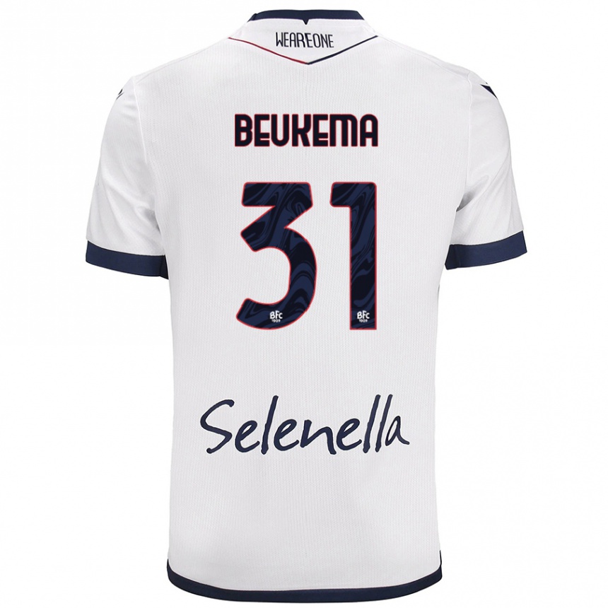 Kids Football Sam Beukema #31 White Royal Blue Away Jersey 2024/25 T-Shirt