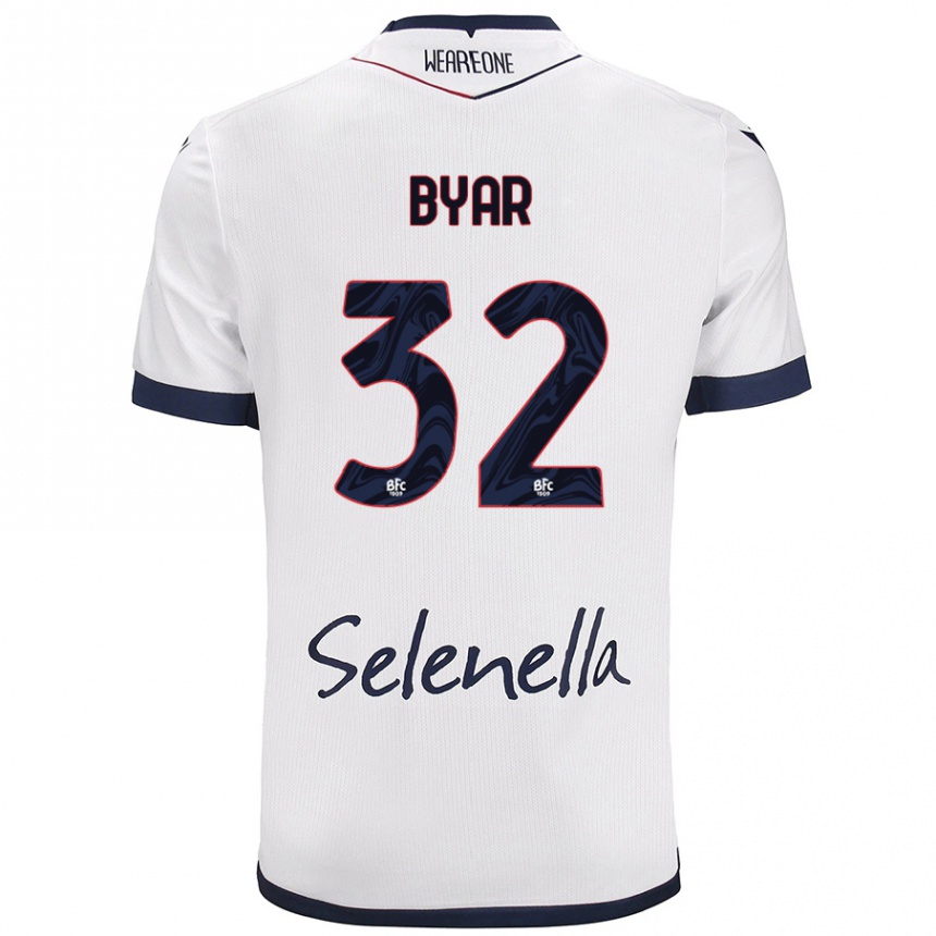 Kids Football Naïm Byar #32 White Royal Blue Away Jersey 2024/25 T-Shirt