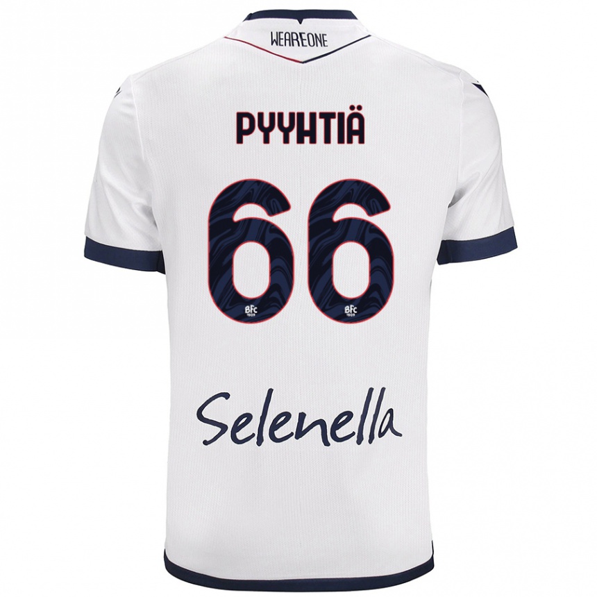 Kids Football Niklas Pyyhtiä #66 White Royal Blue Away Jersey 2024/25 T-Shirt