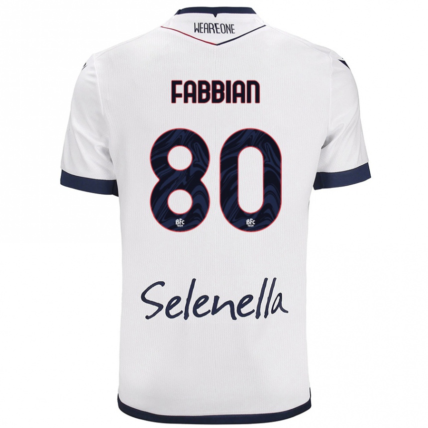 Kids Football Giovanni Fabbian #80 White Royal Blue Away Jersey 2024/25 T-Shirt