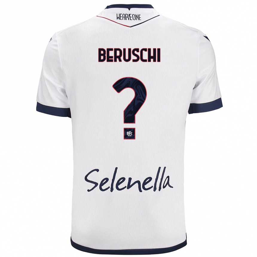 Kids Football Diego Beruschi #0 White Royal Blue Away Jersey 2024/25 T-Shirt