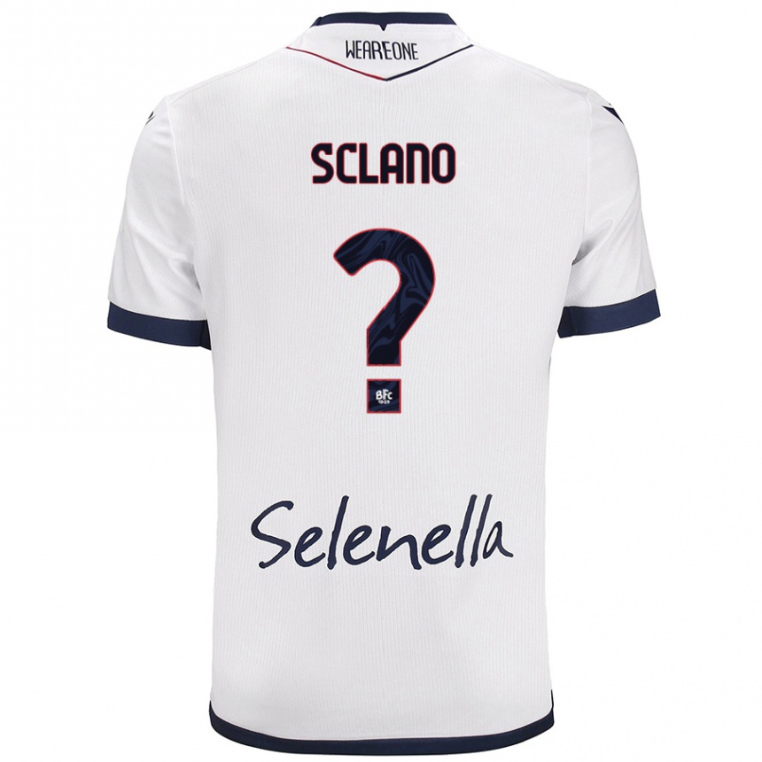 Kids Football Saymon Sclano #0 White Royal Blue Away Jersey 2024/25 T-Shirt