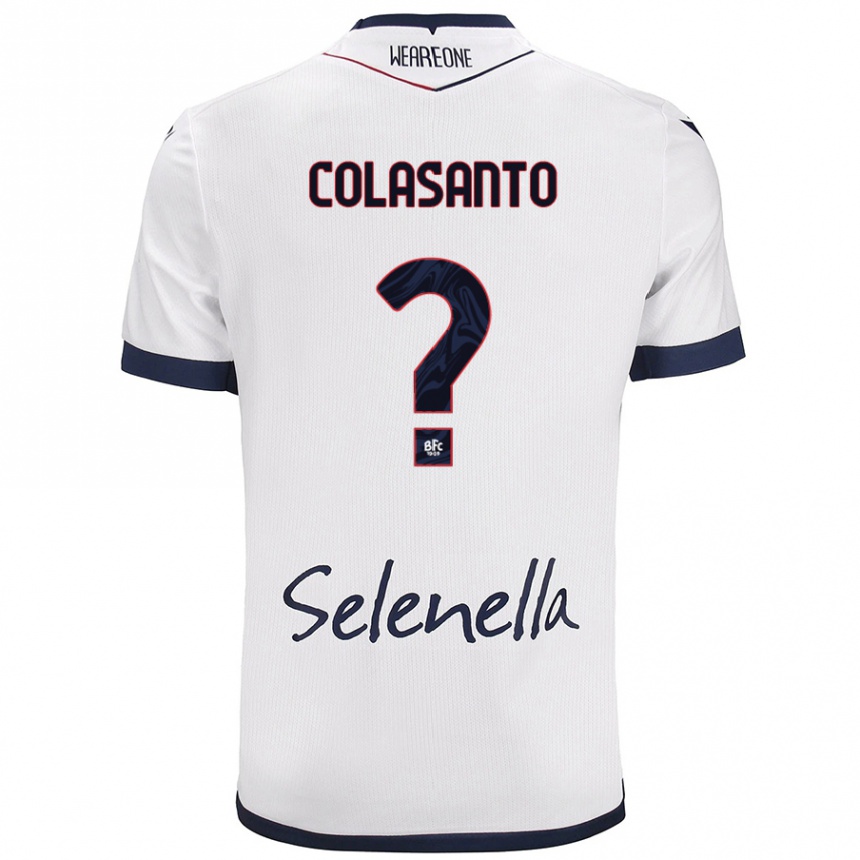 Kids Football Pietro Colasanto #0 White Royal Blue Away Jersey 2024/25 T-Shirt