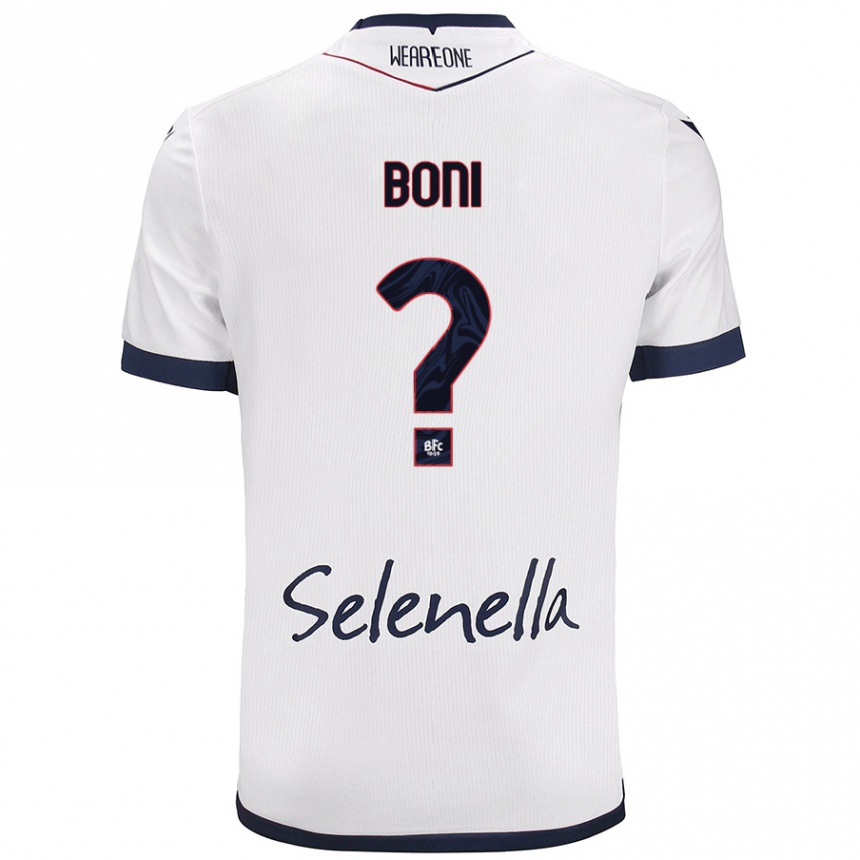 Kids Football Mattia Boni #0 White Royal Blue Away Jersey 2024/25 T-Shirt