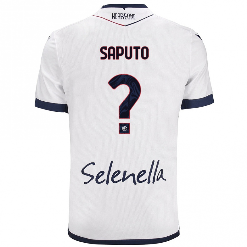 Kids Football Jesse Saputo #0 White Royal Blue Away Jersey 2024/25 T-Shirt