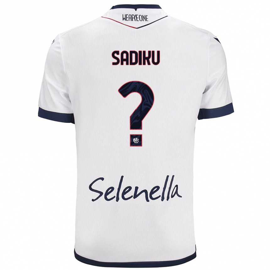 Kids Football Bamir Sadiku #0 White Royal Blue Away Jersey 2024/25 T-Shirt