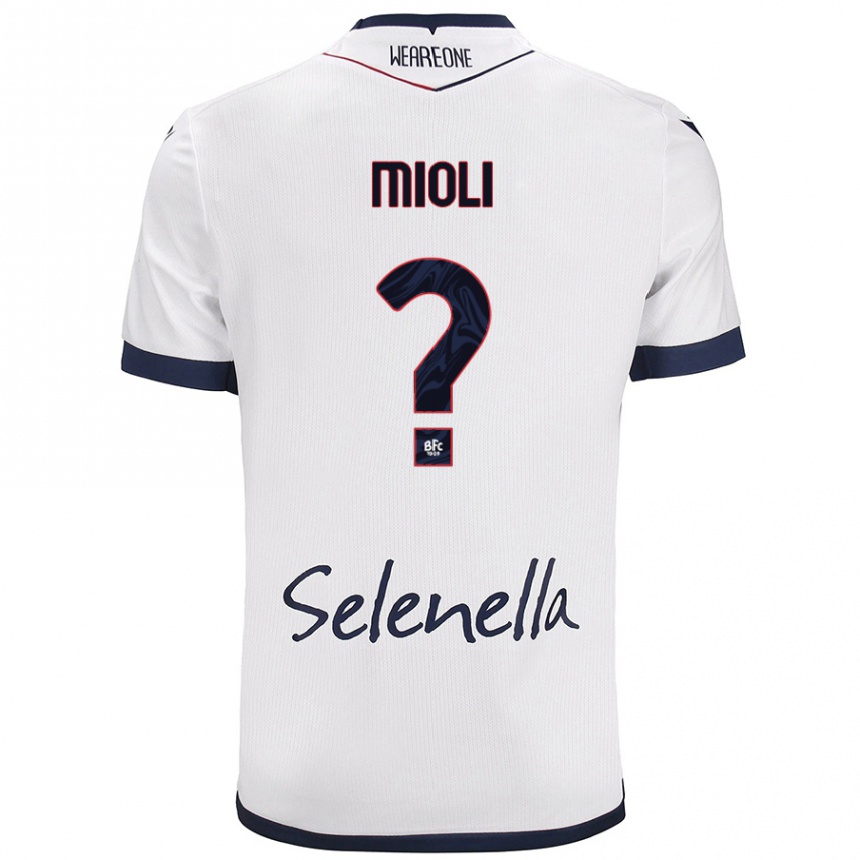 Kids Football Mattia Mioli #0 White Royal Blue Away Jersey 2024/25 T-Shirt