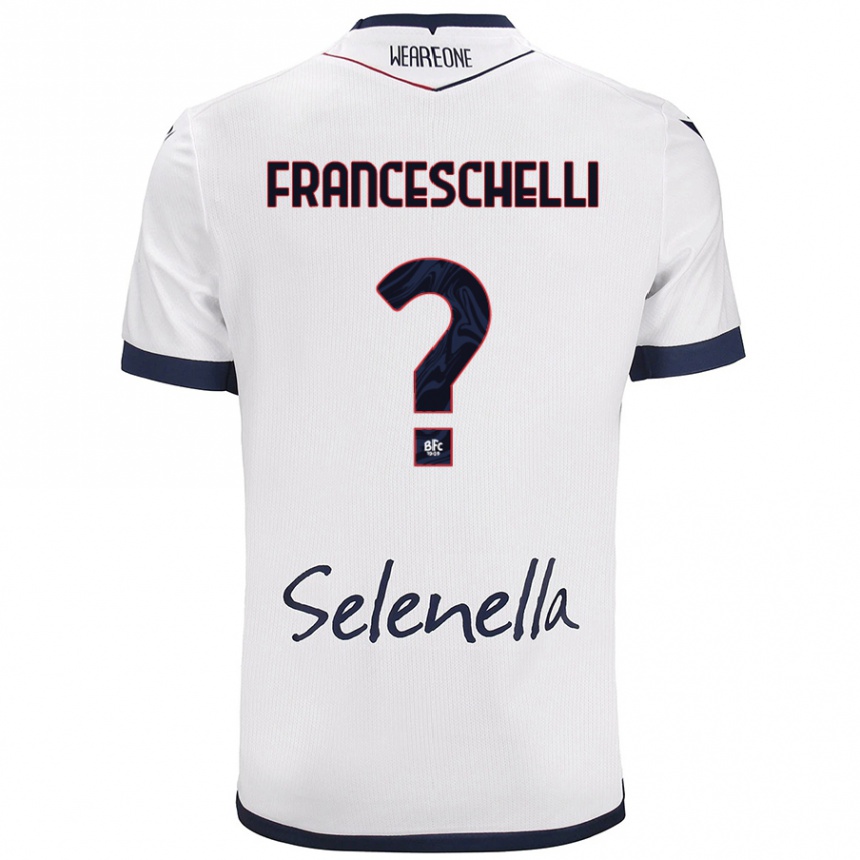 Kids Football Matteo Franceschelli #0 White Royal Blue Away Jersey 2024/25 T-Shirt