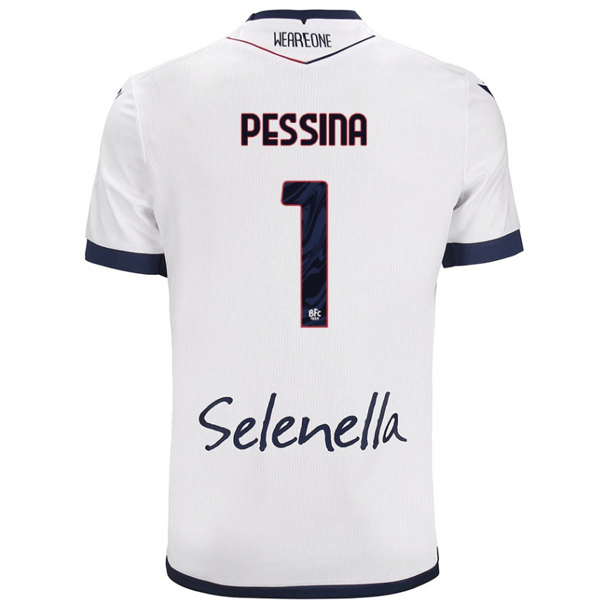 Kids Football Massimo Pessina #1 White Royal Blue Away Jersey 2024/25 T-Shirt