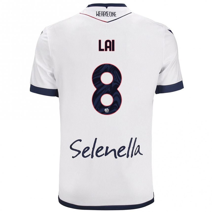 Kids Football Luca Lai #8 White Royal Blue Away Jersey 2024/25 T-Shirt