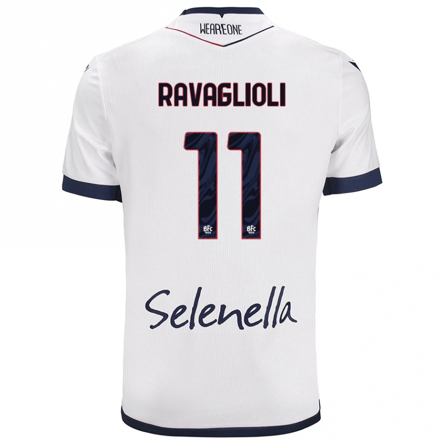 Kids Football Tommaso Ravaglioli #11 White Royal Blue Away Jersey 2024/25 T-Shirt