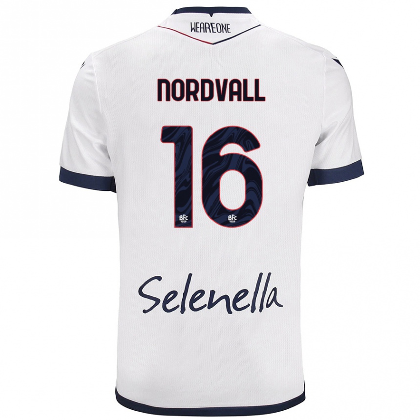 Kids Football Ossian Nordvall #16 White Royal Blue Away Jersey 2024/25 T-Shirt