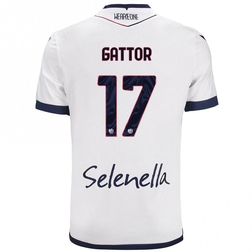 Kids Football Gianluca Gattor #17 White Royal Blue Away Jersey 2024/25 T-Shirt