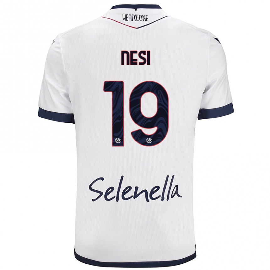 Kids Football Luca Nesi #19 White Royal Blue Away Jersey 2024/25 T-Shirt